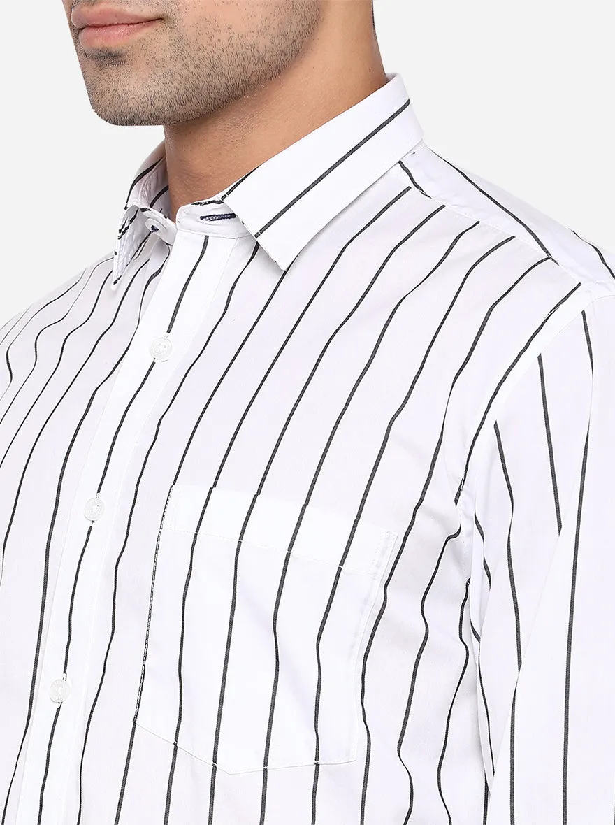 White Striped Slim Fit Casual Shirt | JadeBlue