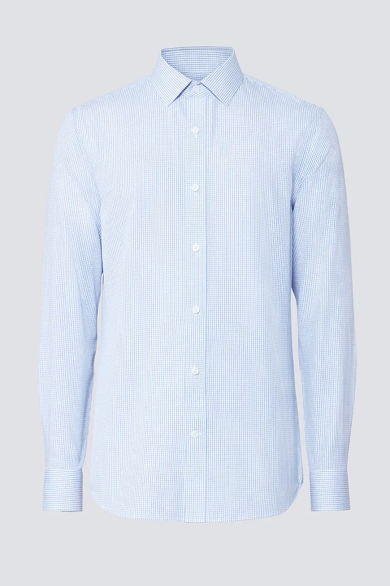 Wrinkle-Free Poplin Dress Shirt | Blue Check 15104N