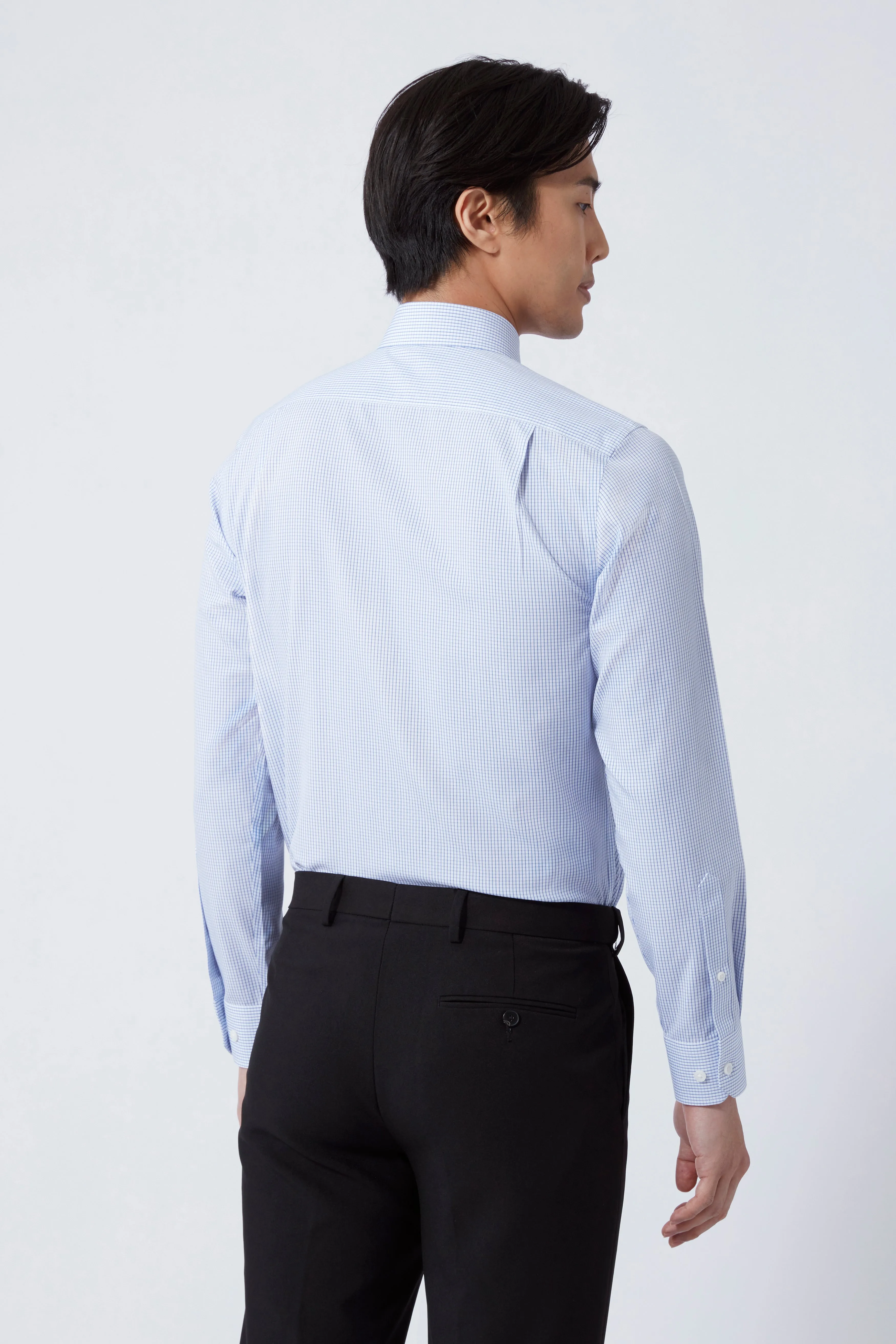 Wrinkle-Free Poplin Dress Shirt | Blue Check 15104N