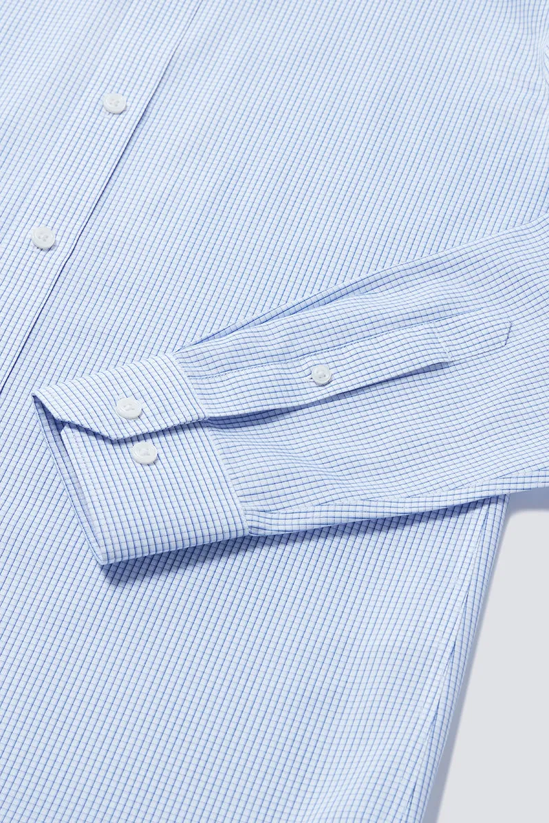 Wrinkle-Free Poplin Dress Shirt | Blue Check 15104N