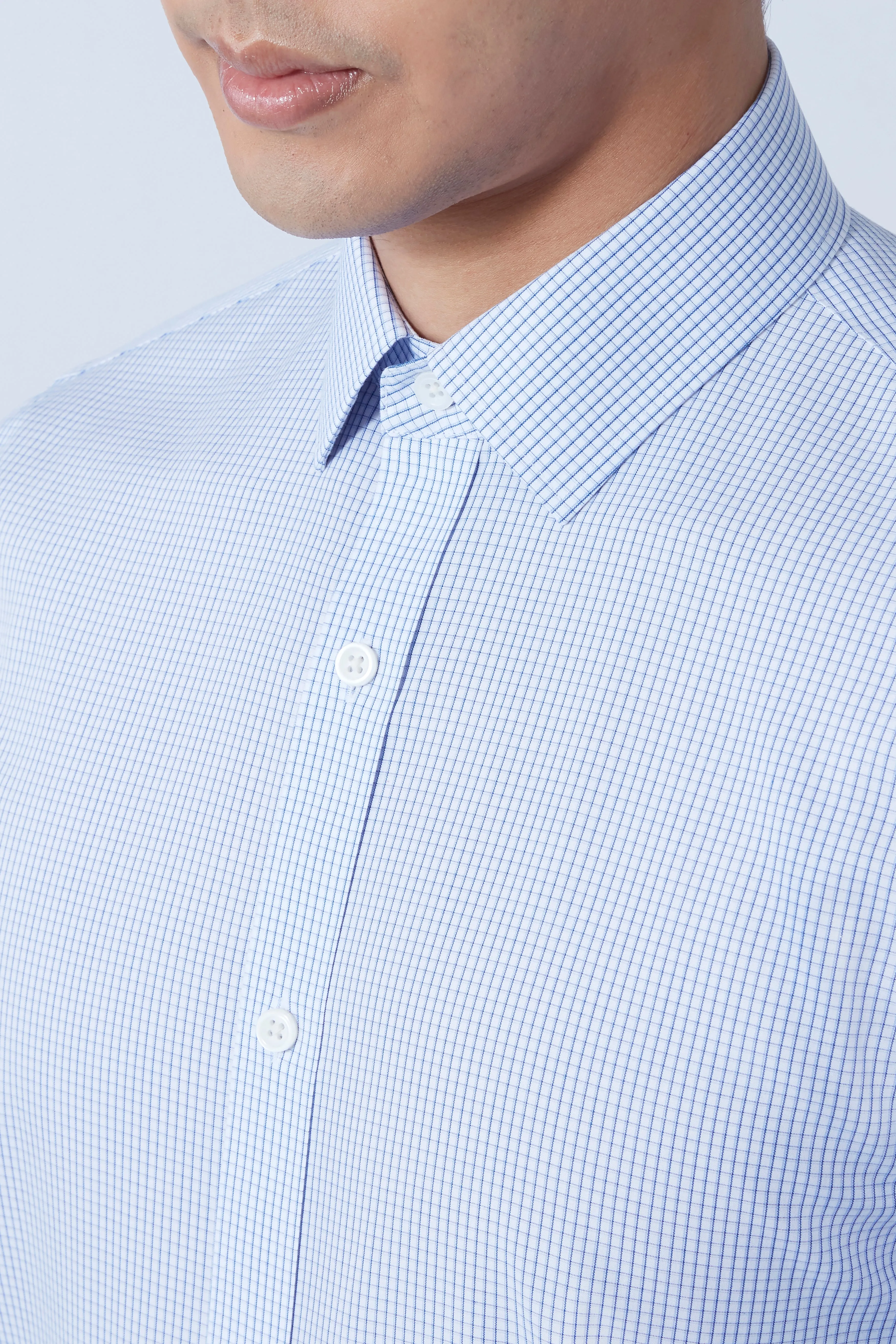 Wrinkle-Free Poplin Dress Shirt | Blue Check 15104N