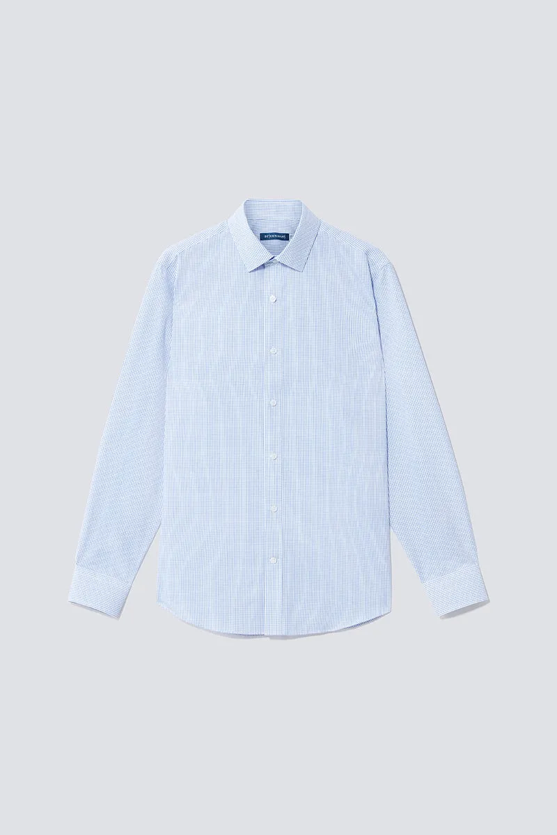 Wrinkle-Free Poplin Dress Shirt | Blue Check 15104N