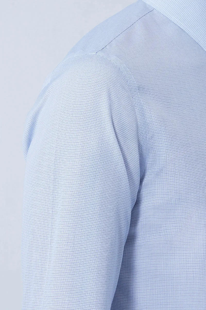 Wrinkle-Free Poplin Dress Shirt | Blue Check 16771N