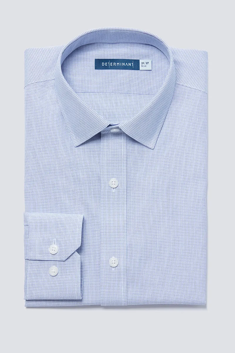 Wrinkle-Free Poplin Dress Shirt | Blue Check 16771N