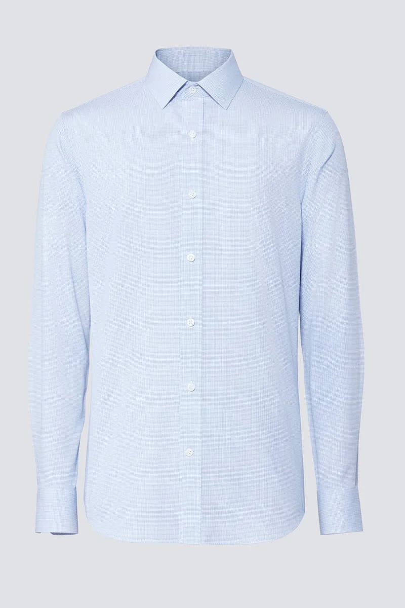 Wrinkle-Free Poplin Dress Shirt | Blue Check 16771N