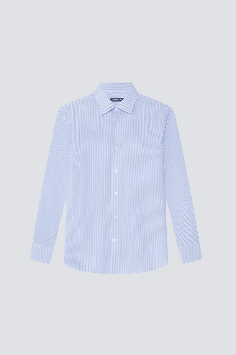 Wrinkle-Free Poplin Dress Shirt | Blue Stripes 10772N