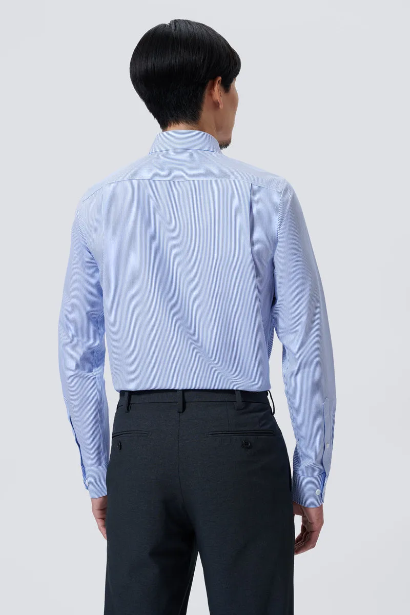 Wrinkle-Free Poplin Dress Shirt | Blue Stripes 10772N