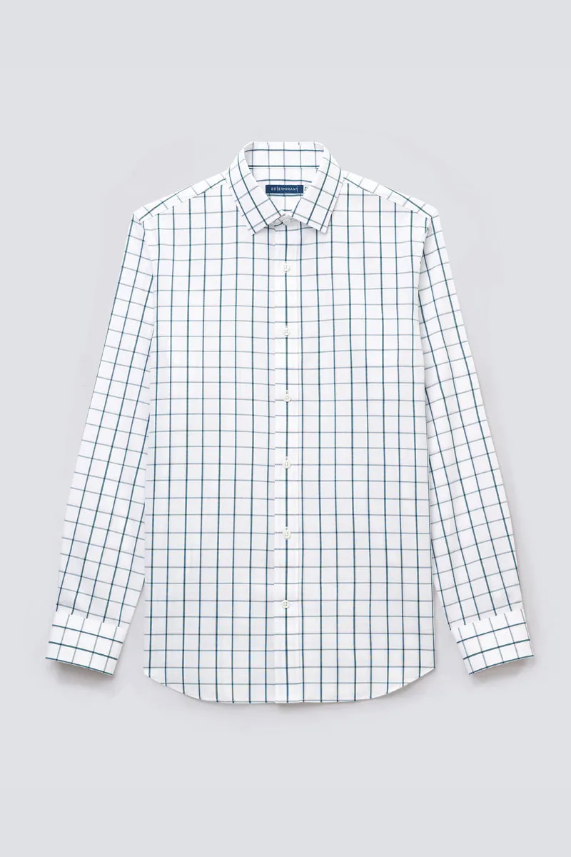 Wrinkle-Free Poplin Dress Shirt | Green Check 21046N