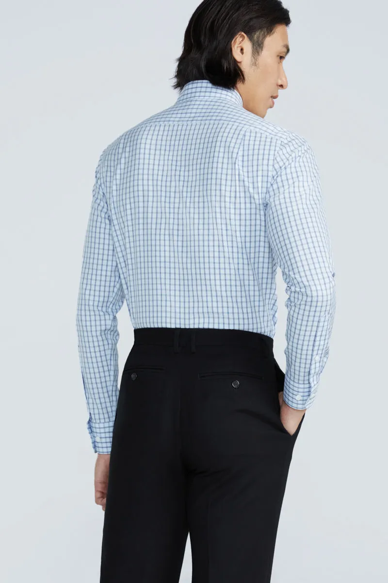 Wrinkle-Free Poplin Dress Shirt | Light Blue Check 15026N