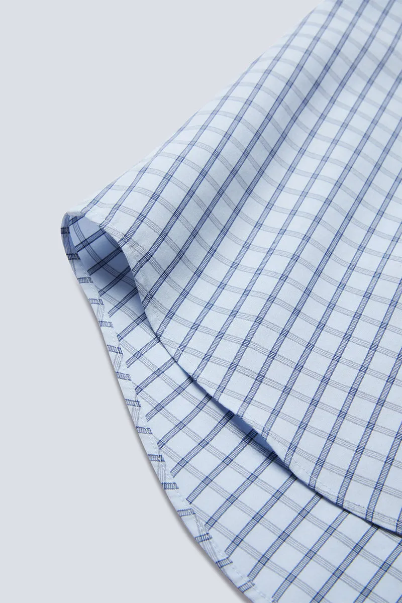 Wrinkle-Free Poplin Dress Shirt | Light Blue Check 15026N