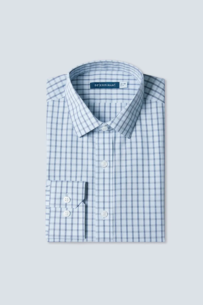 Wrinkle-Free Poplin Dress Shirt | Light Blue Check 15026N