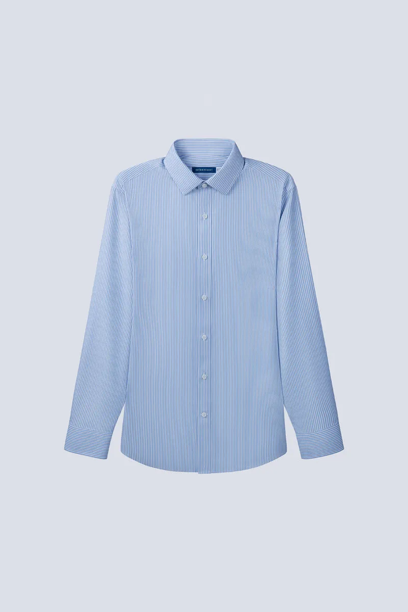 Wrinkle-Free Poplin Dress Shirt | Light Blue Stripes 25670N