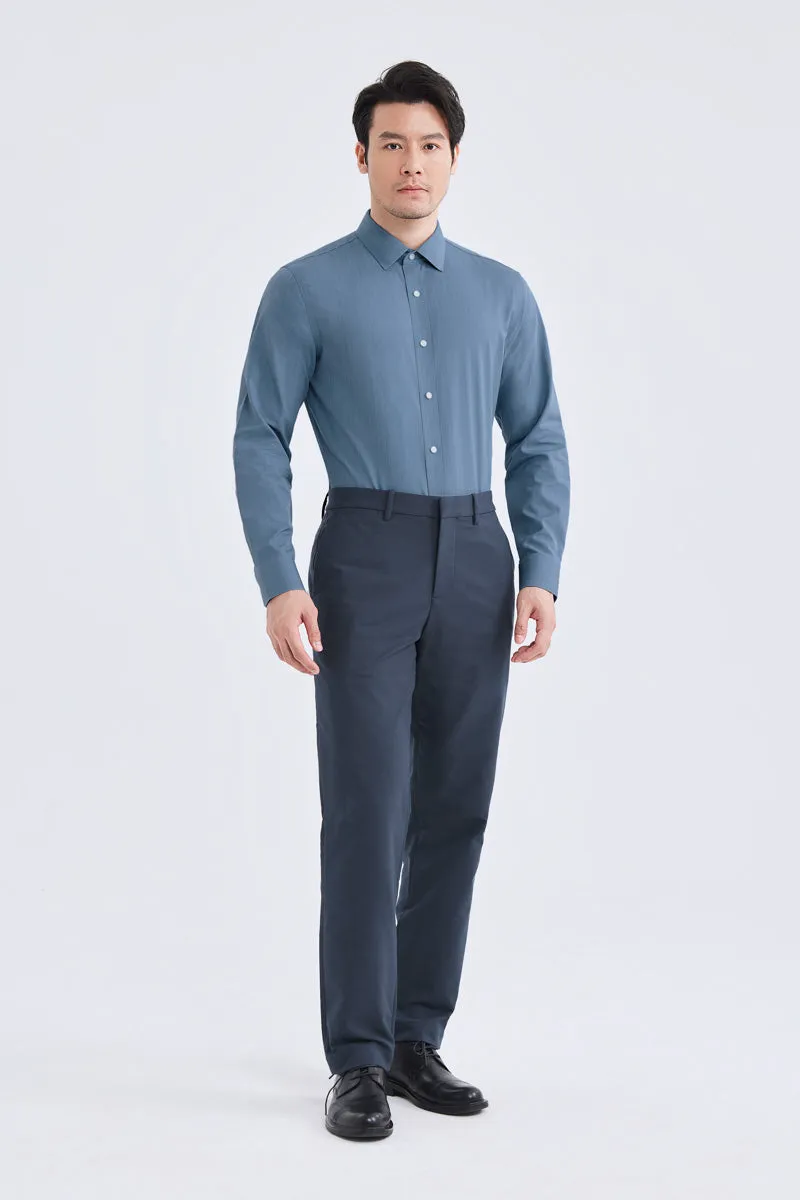 Wrinkle-Free Poplin Dress Shirt | Mid Blue Semi Plain 28514N