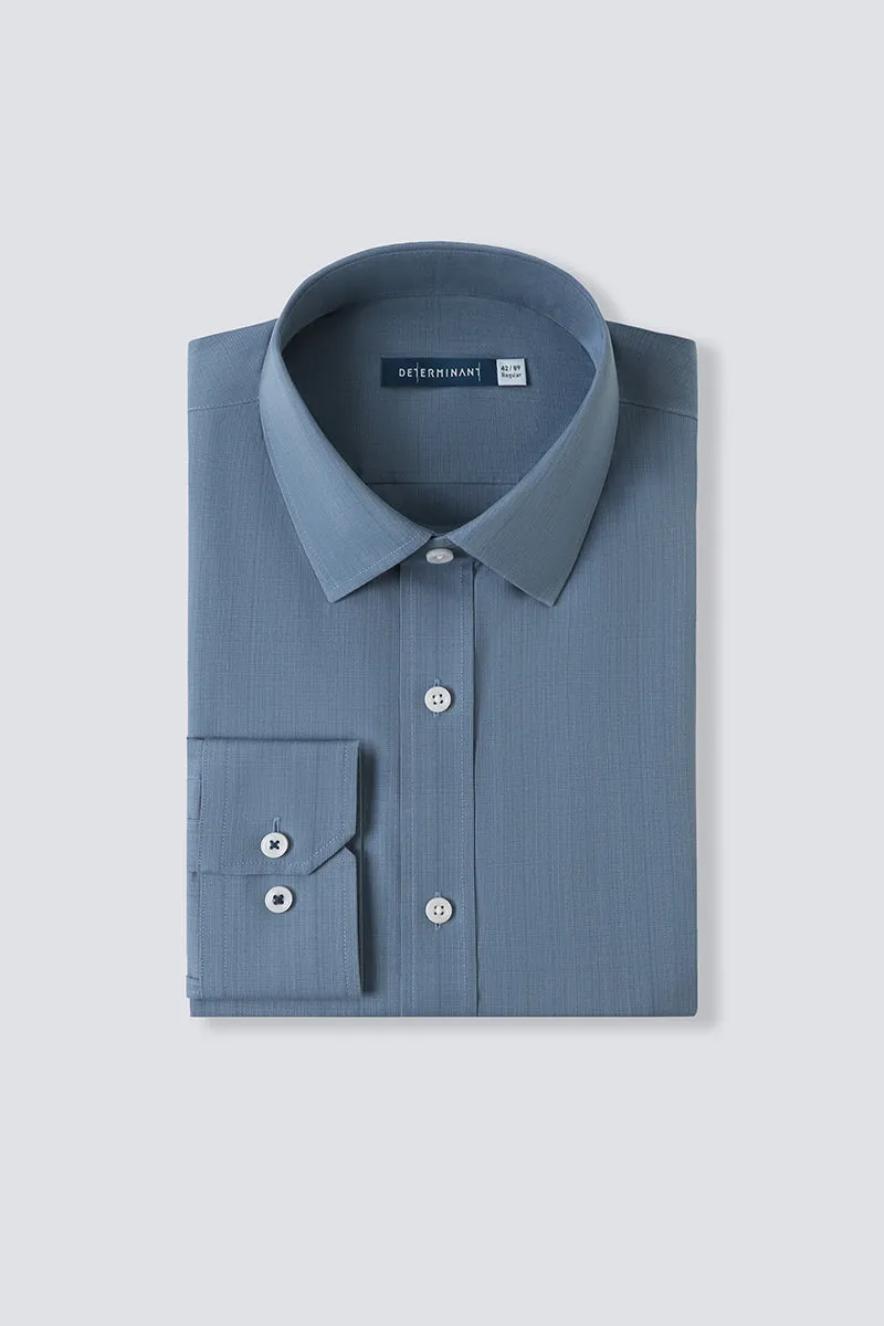 Wrinkle-Free Poplin Dress Shirt | Mid Blue Semi Plain 28514N