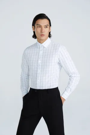 Wrinkle-Free Poplin Dress Shirt | White Multi-Check 15027N