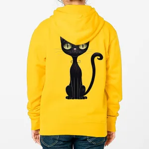 XS-4XL Black Cat Dry Fleece-Lined Hoodie (for men and women)