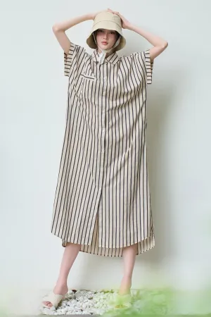 Zoe Shirt Short Sleeved Linen Midi Dress